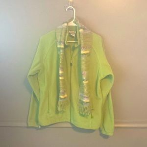 Columbia Green Jacket with hand made scarf to match. Size Large